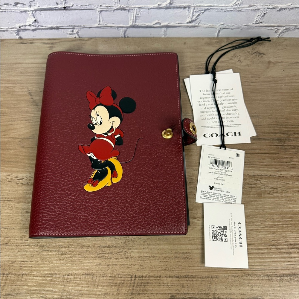NWT Disney Coach Notebook Leather Minnie Mouse free Planner Set Price Is Firm - Picture 2 of 16